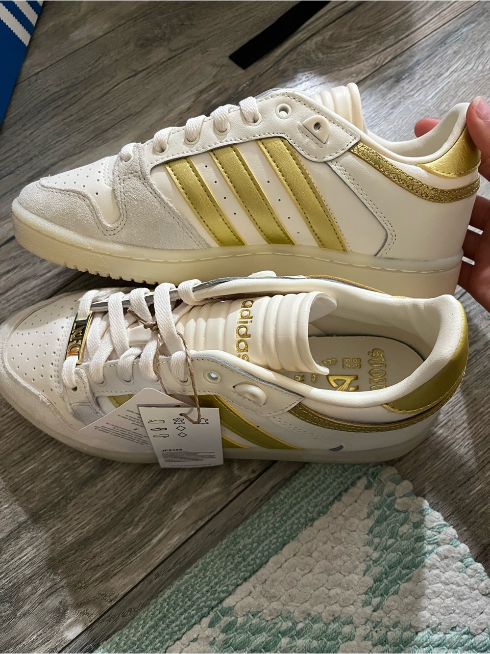 adidas centennial RM LAFC gold and white sneakers